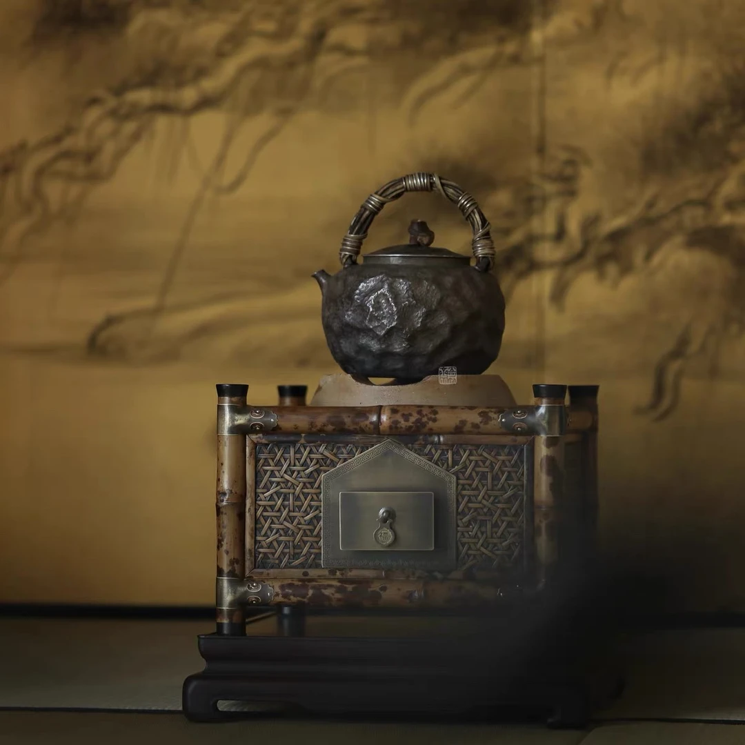 一出竹够湘妃竹复古经典中式煮茶炉仿乾隆竹碳炉茶道用具烧炭炉