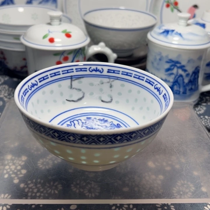 陶瓷青花玲珑5寸饭碗