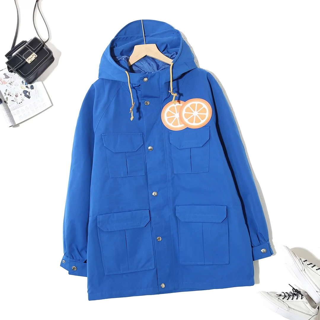 N时尚春秋男女同款工装风休闲防风宽松纯色连帽外套冲锋衣P-2G103