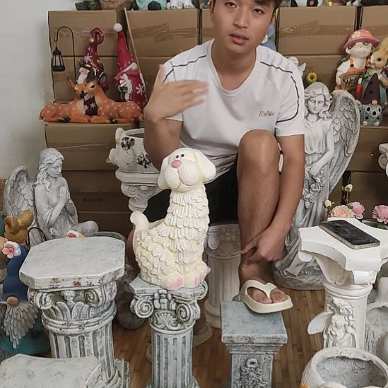 合成树脂奶油狗花盆
