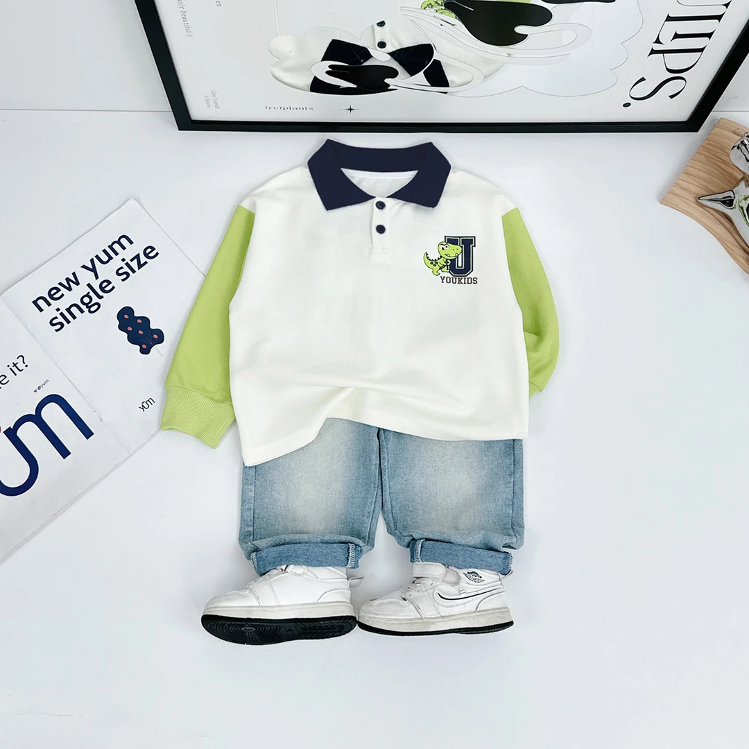 儿童春POLO衫长袖卫衣2025新款春装男童潮 HZ25148