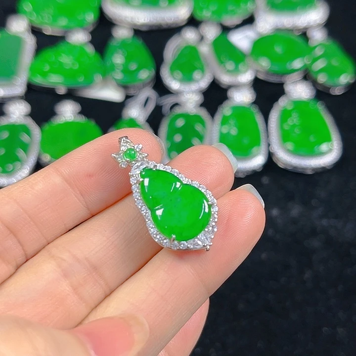 翡翠银S925镶嵌吊坠(不含链)