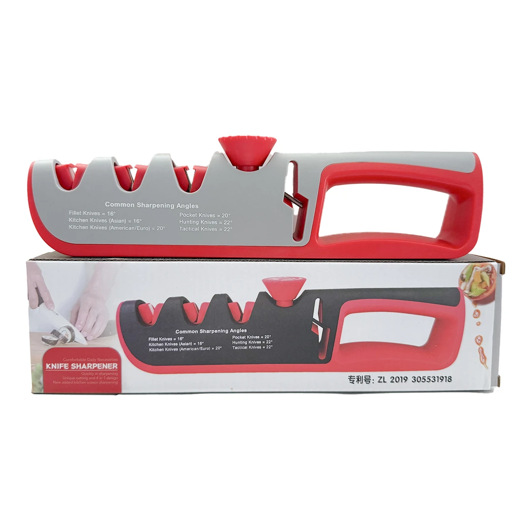 磨刀石户外家用多功能磨刀磨剪刀四合一调节手动厨房工具#5459