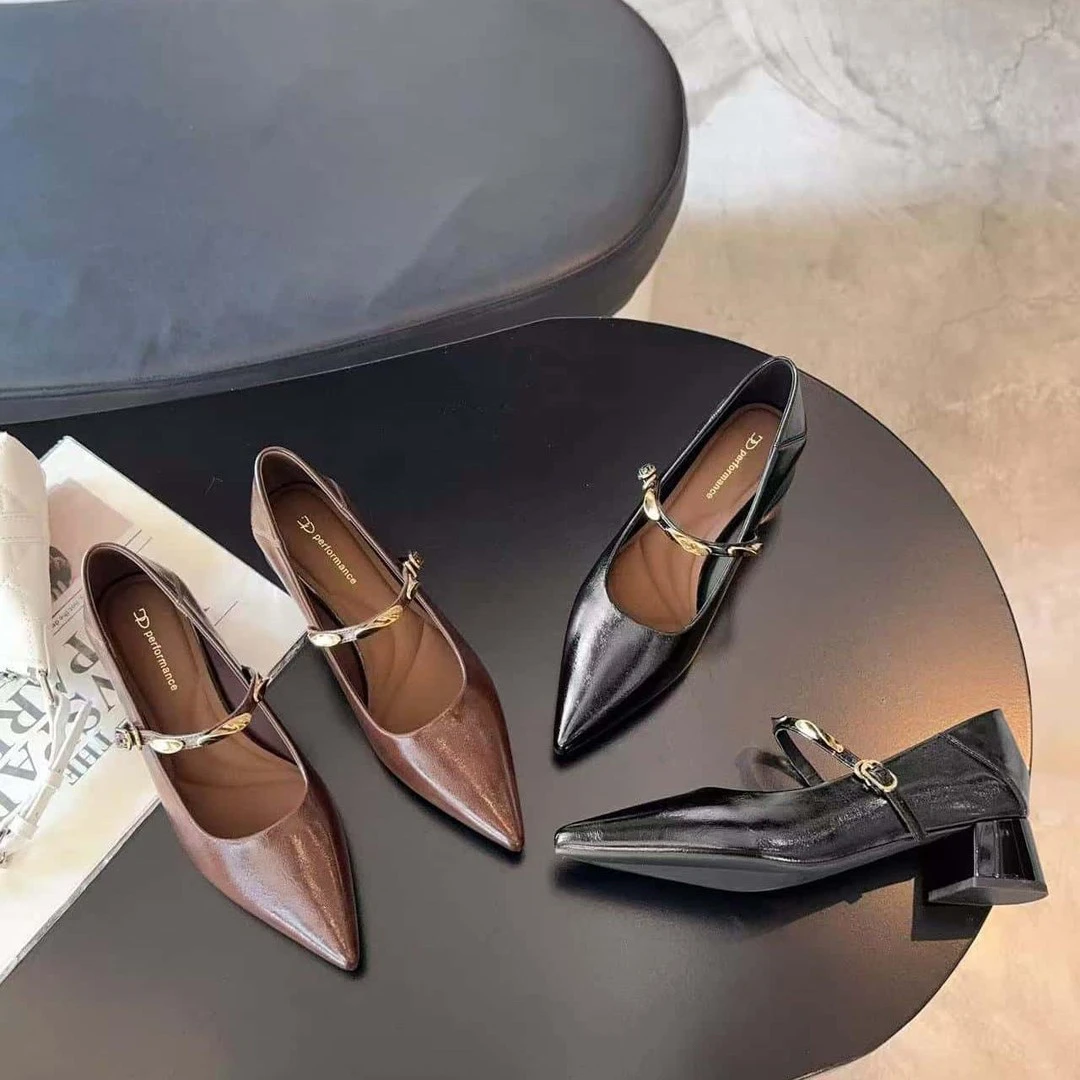 【小金条ultra】5厘米2025秋季新款护趾棉玛丽珍百搭粗跟D0216尖头