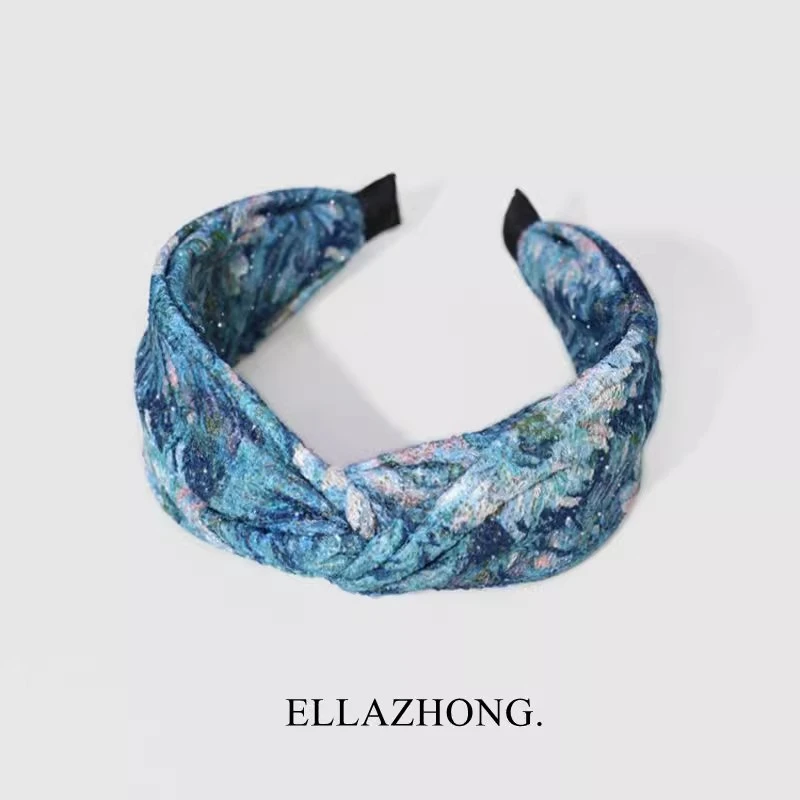 一路繁花~蓝色发箍女复古气质头箍宽边优雅度假发饰头饰原创小众