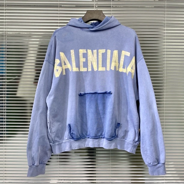 99新 Balenciaga/巴黎世家 连帽卫衣 帽衫 胶带字母logo S码 k128