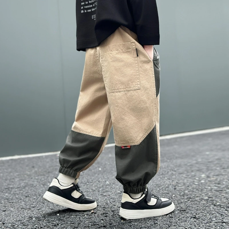 男童工装裤宽松2025新款束脚裤儿童秋装男孩秋季童装大童帅气裤子