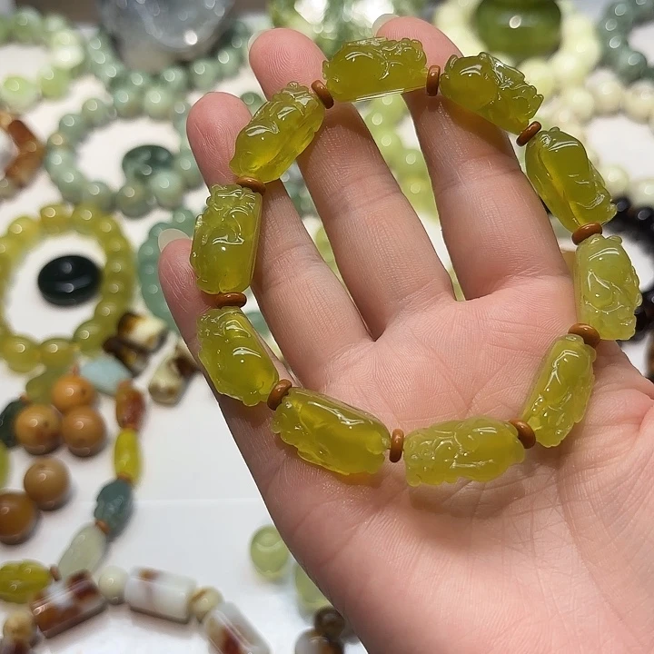 蛇纹石玉未镶嵌手串࿐****