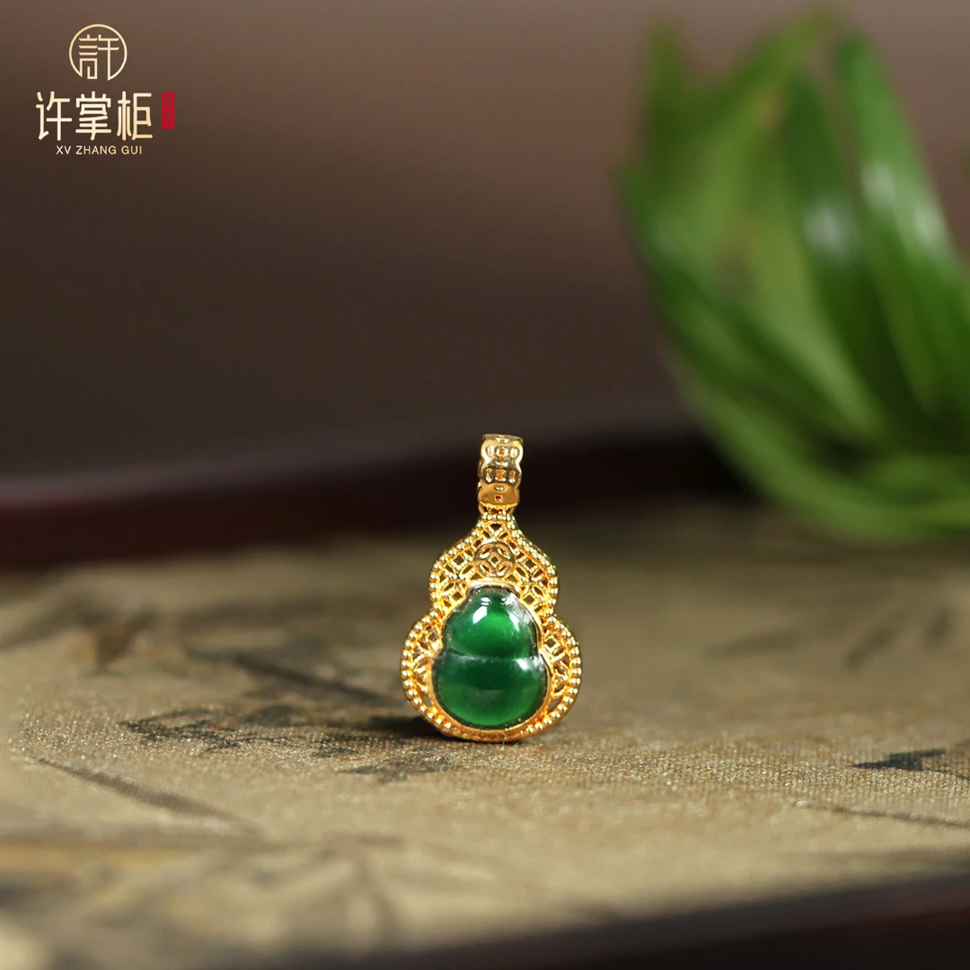 YGY｜祥葫映翠 18K金翡翠葫芦吊坠天然翡翠A货国潮风气质百搭