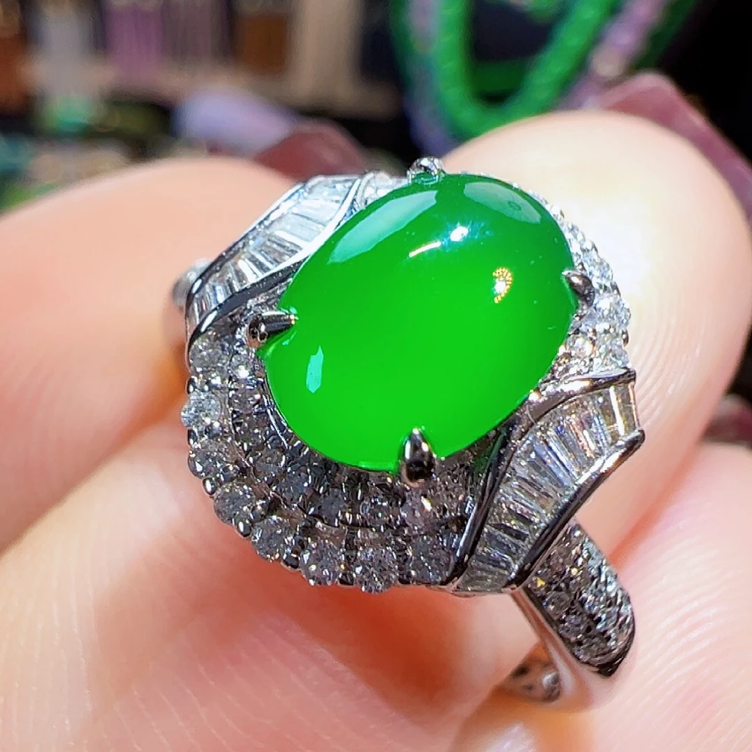 翡翠18K金镶嵌戒指签收后24小时鉴赏期