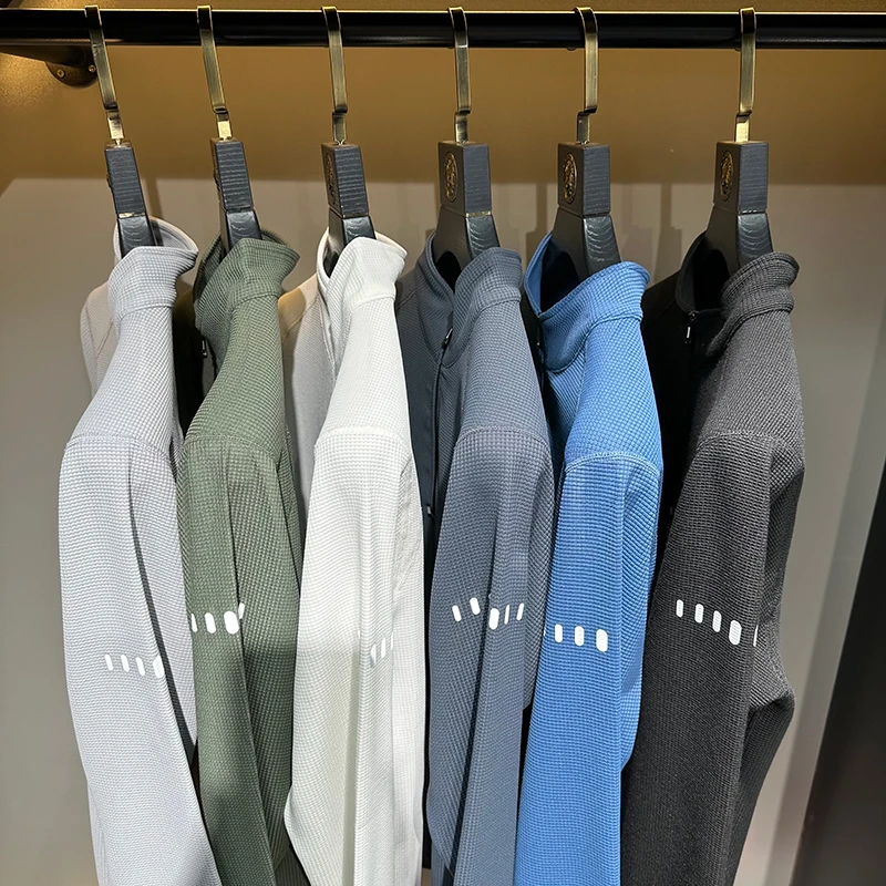 【现货现发】运动休闲长袖秋冬百搭时尚T恤立领加绒保暖半拉链上衣