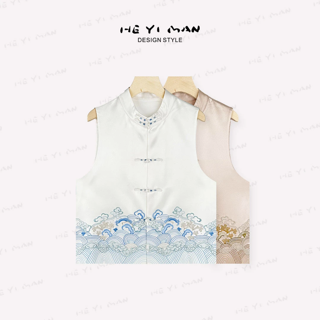 【何以慢】醋酸新中式国风圆领马夹坎肩马甲K4-A5088