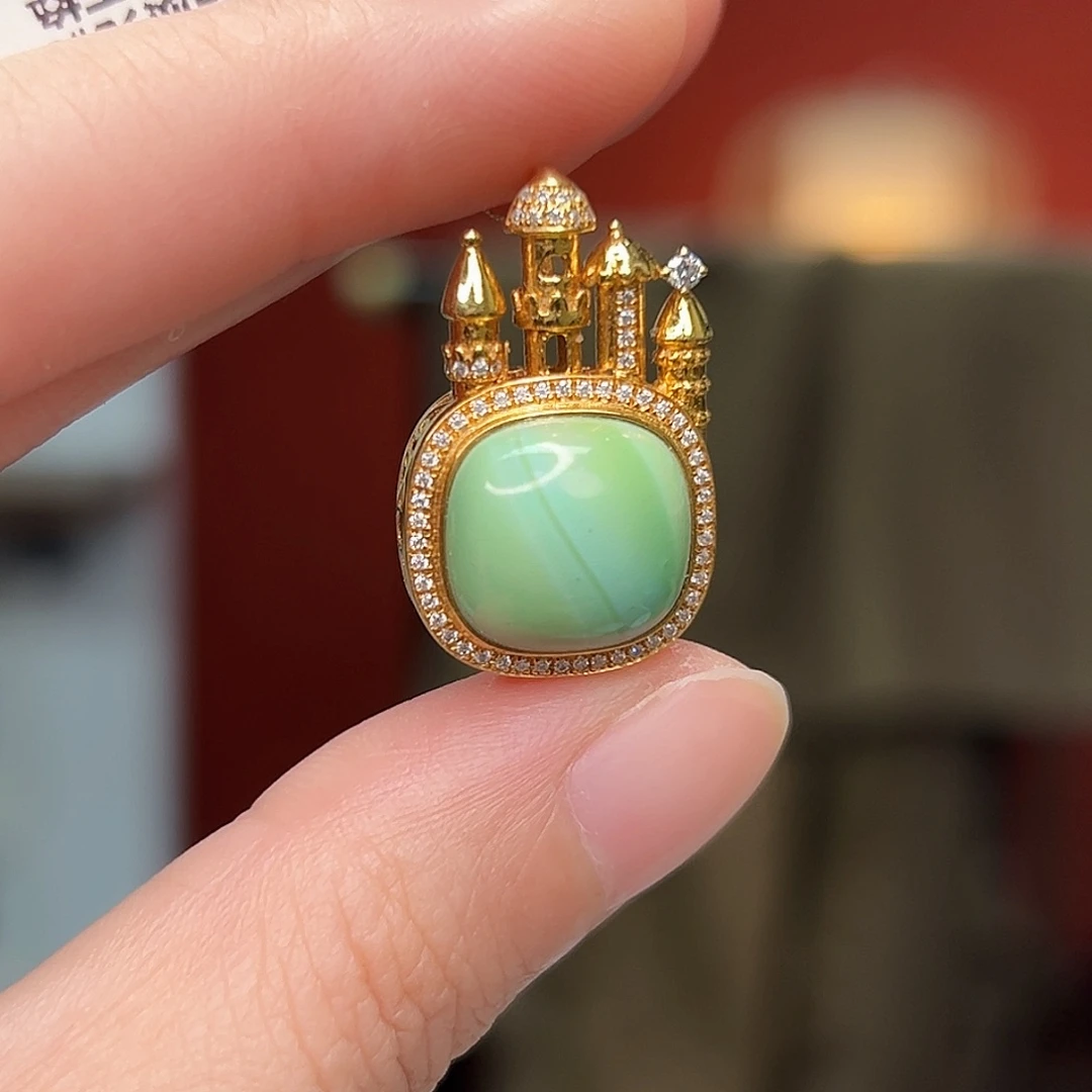 绿松石18K金镶嵌珠宝奇石