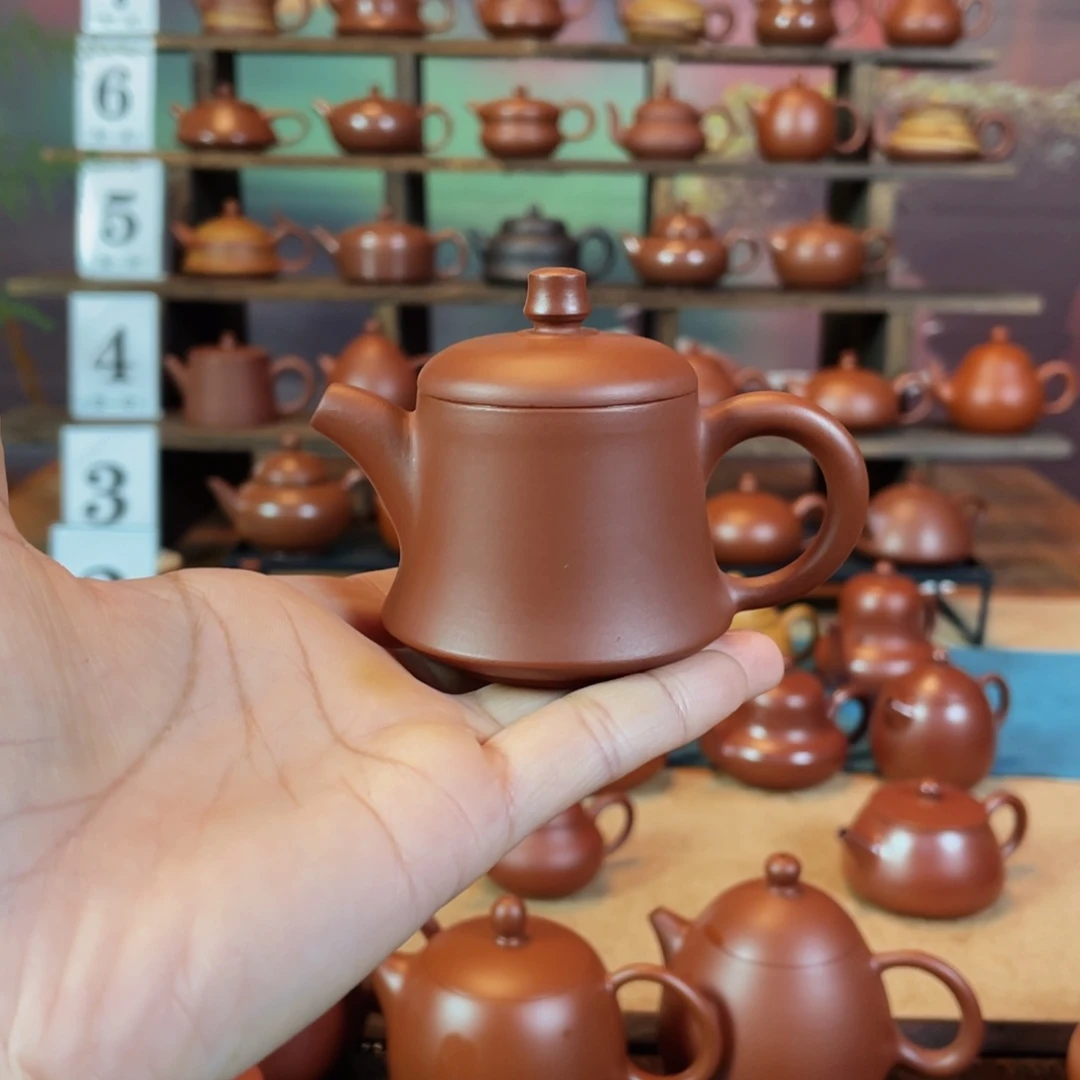 茶壶紫砂戴****叔潮州手工手拉朱泥小金钟壶