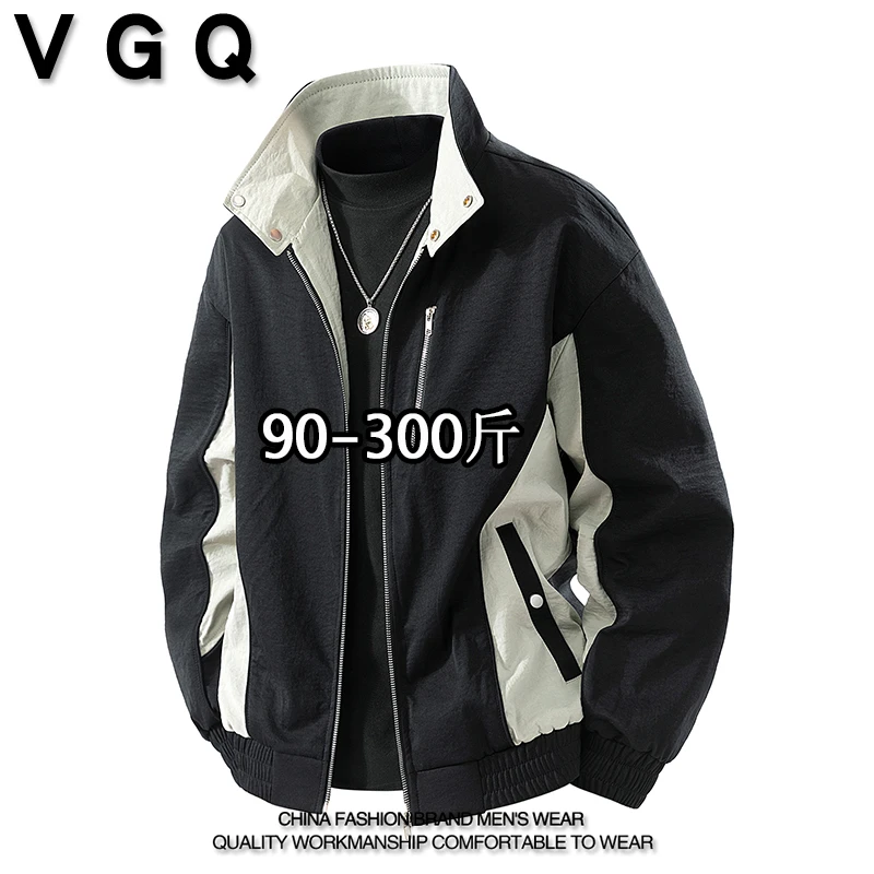 男士春秋季立领夹克加肥加大码户外休闲风潮流百搭帅气外套上衣服