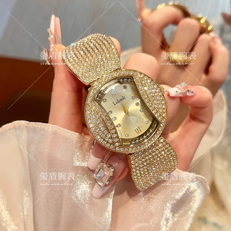 【玺盾】奢华高级感满钻个性女士钢带手表气质百搭女表时尚腕表753