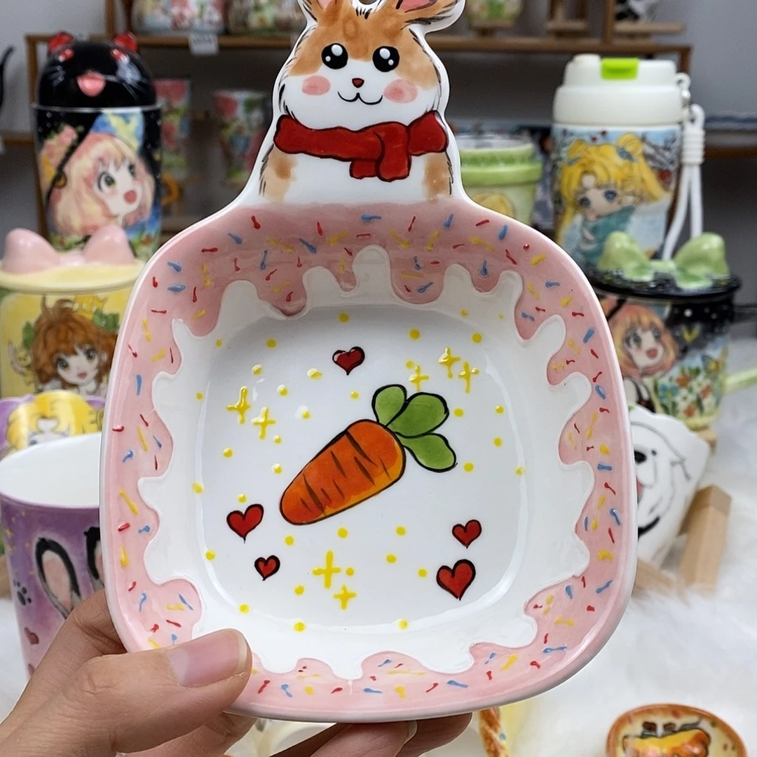 瓷片董董文创手绘陶瓷