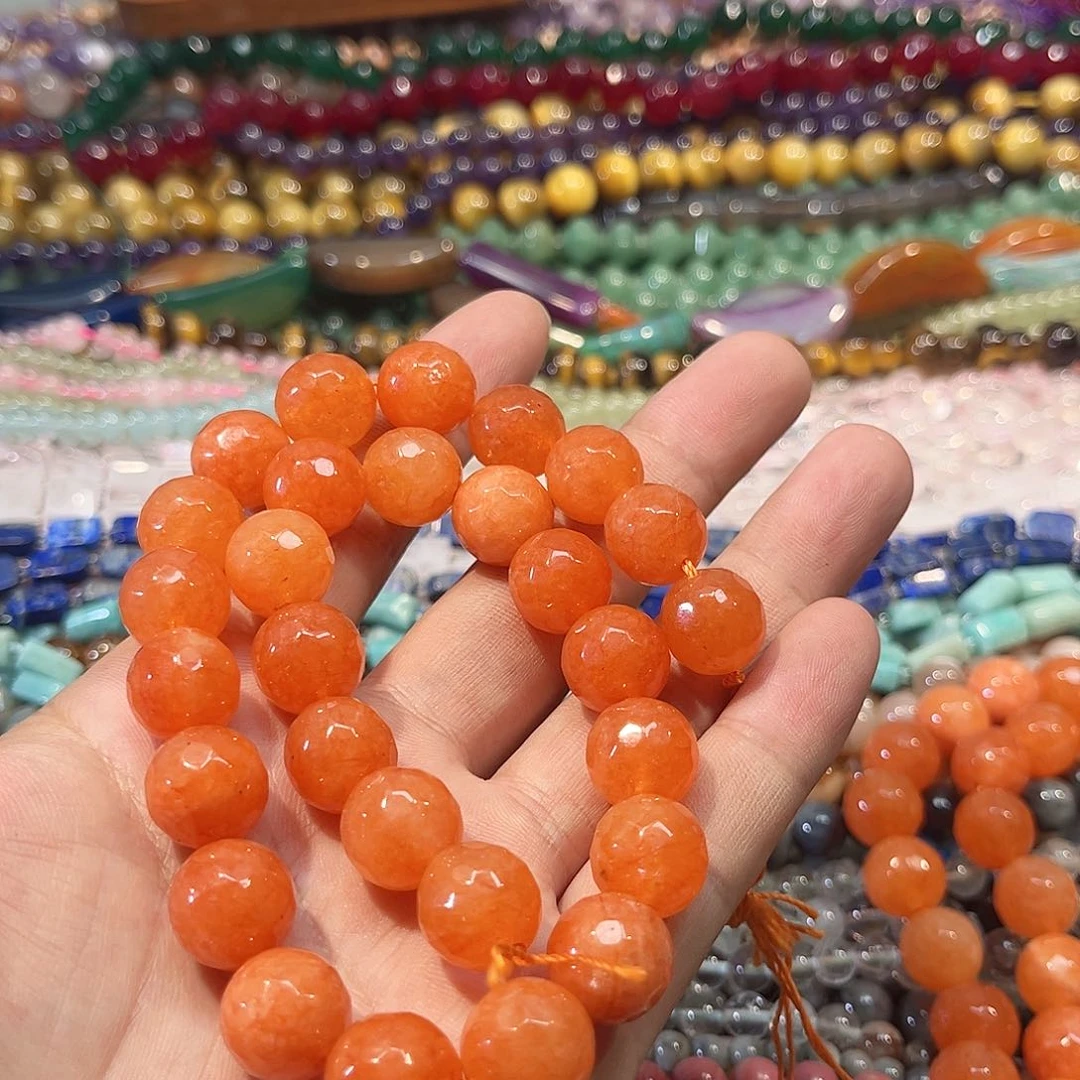 玛瑙/玉髓合金珠宝半成品14mm一条切面