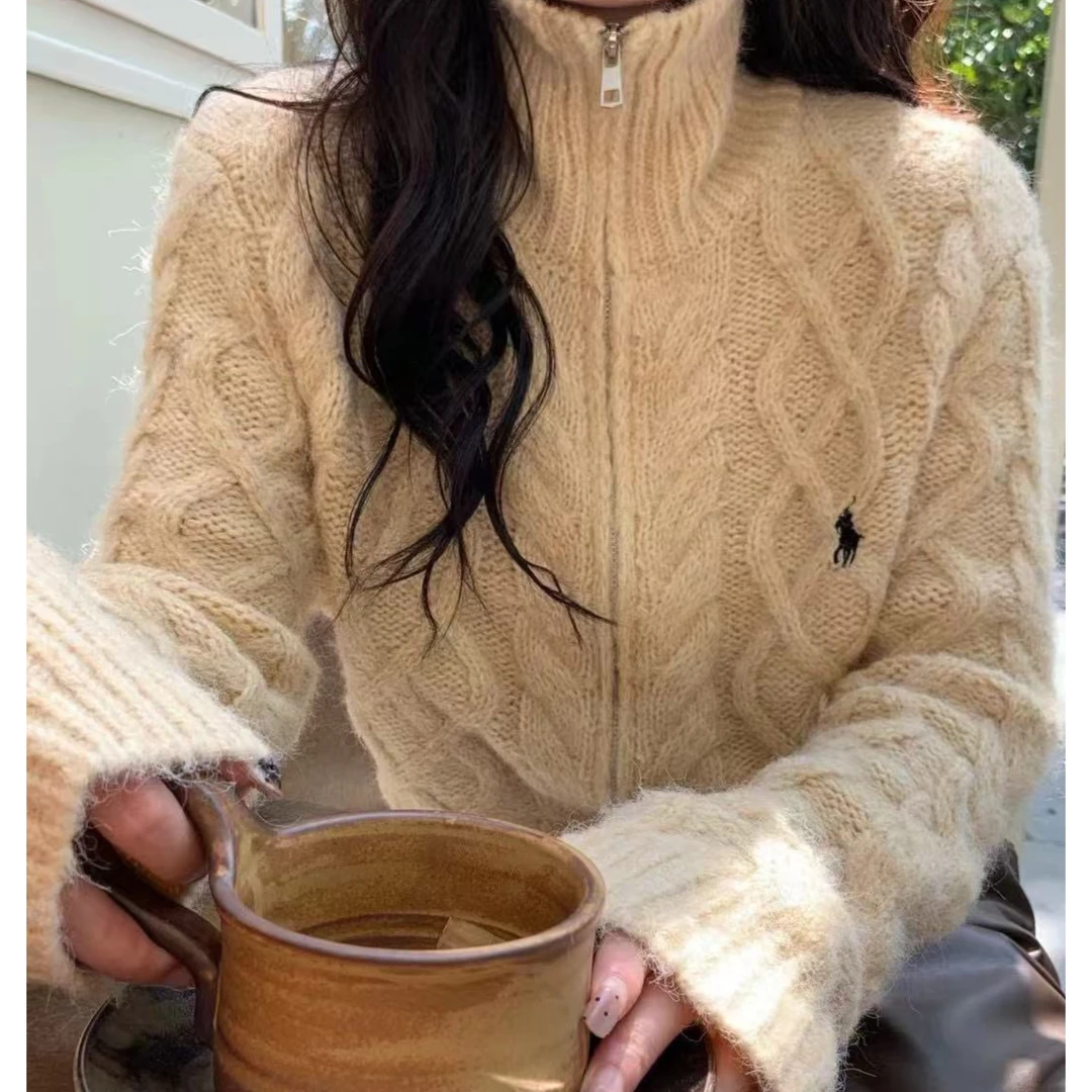 JUANMAO 福秒（1jm26633#）小马刺绣 厚实麻花毛衣 12-20