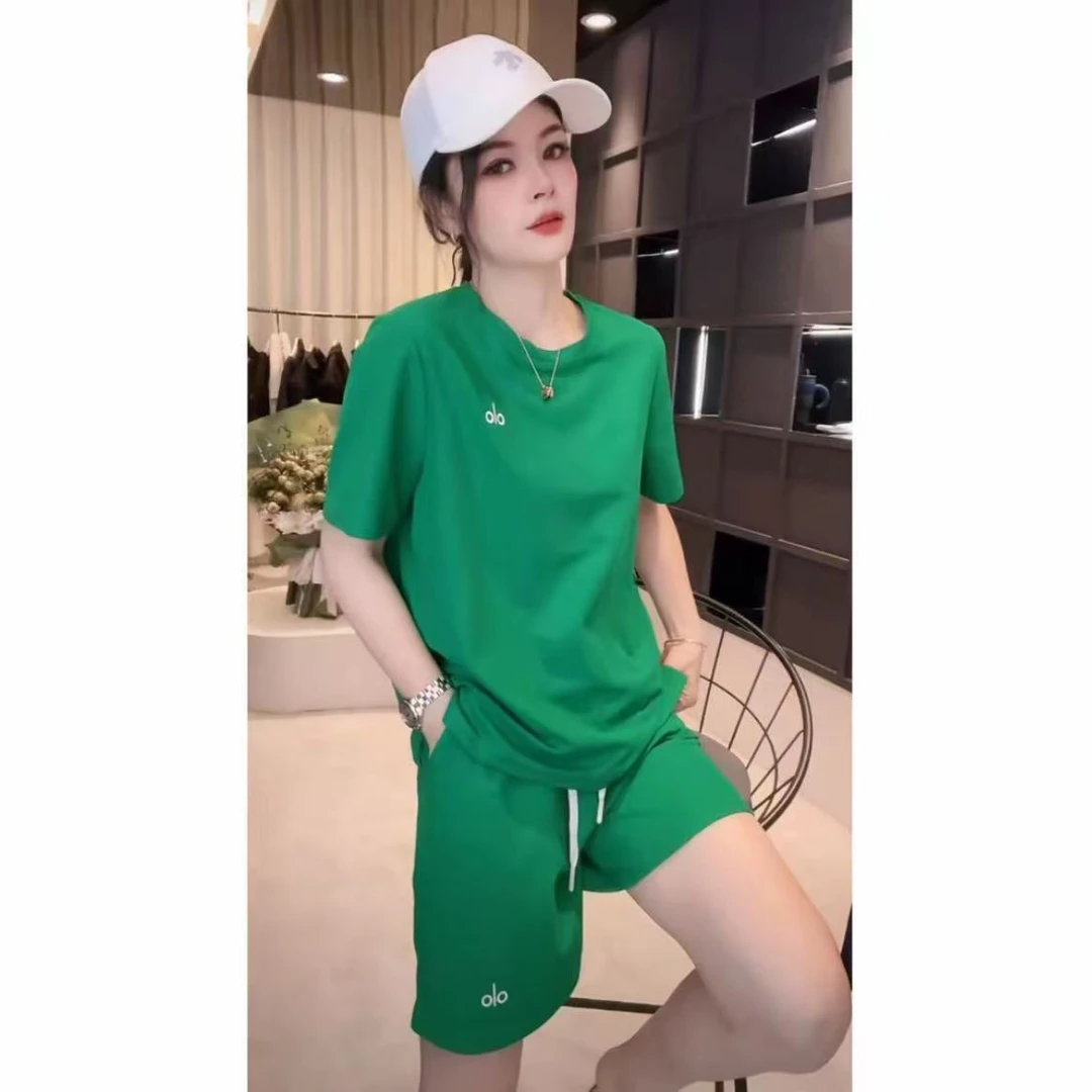 《优麦汇》Y6265夏款圆领设计感时尚百搭短袖短裤套装显瘦女