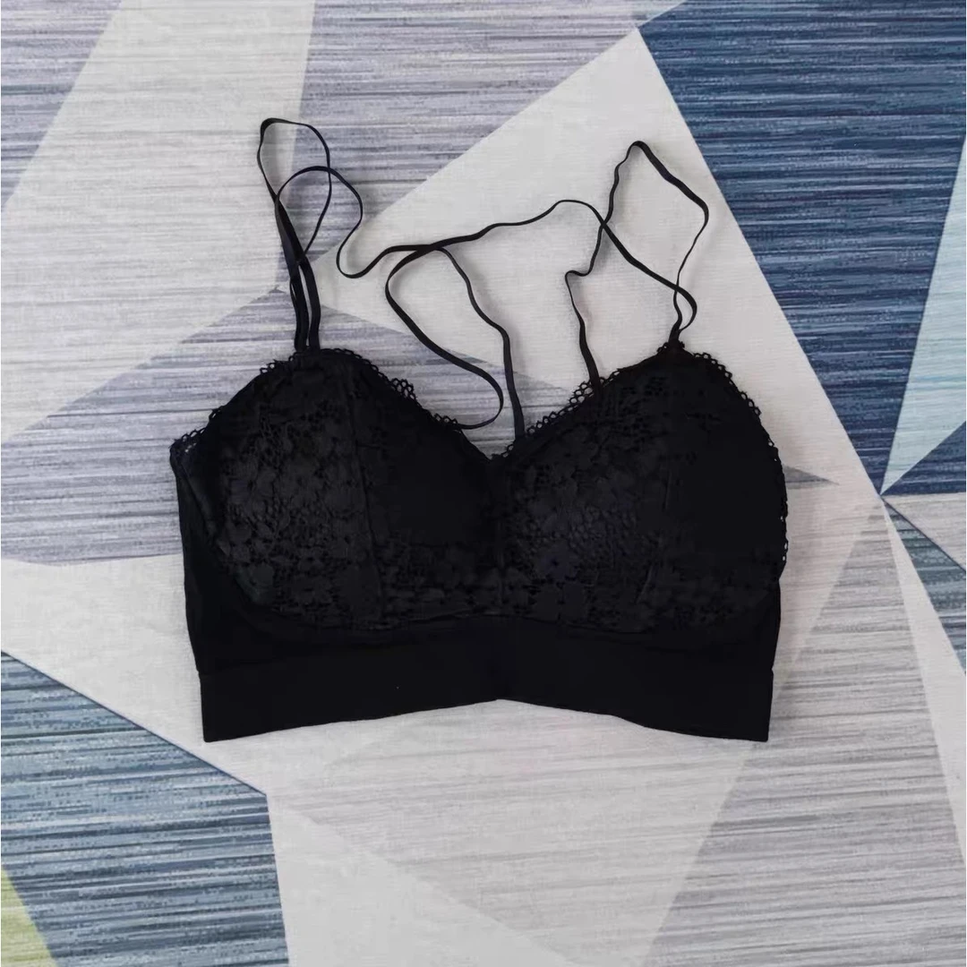 头头女装 法式蕾丝美背内衣女一体式聚拢收副乳显小吊带背心#2303