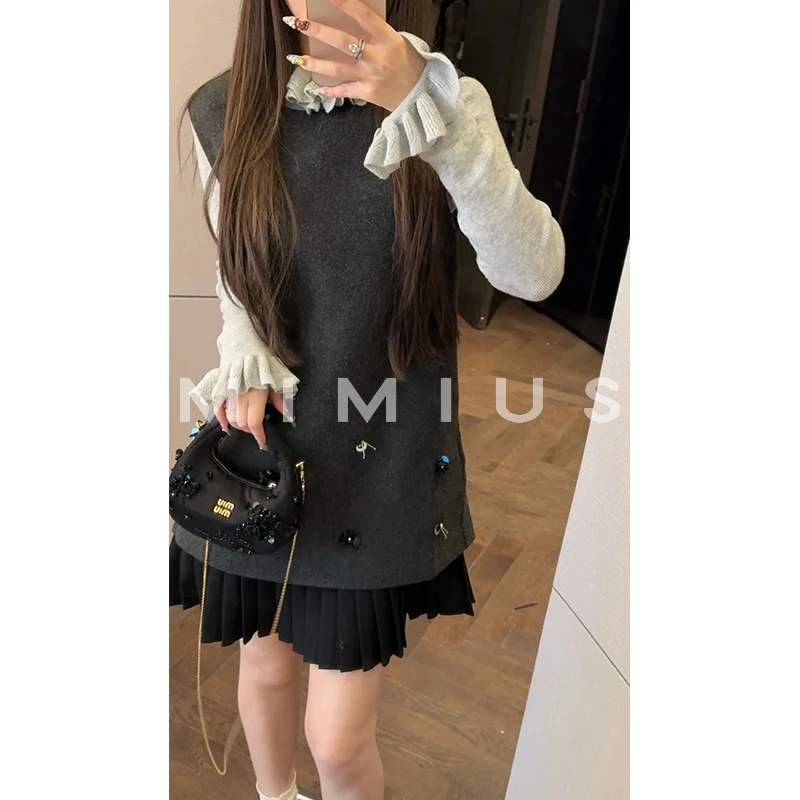 【mimius】U 重工钉珠圆领无袖背心裙 汉服 G12180
