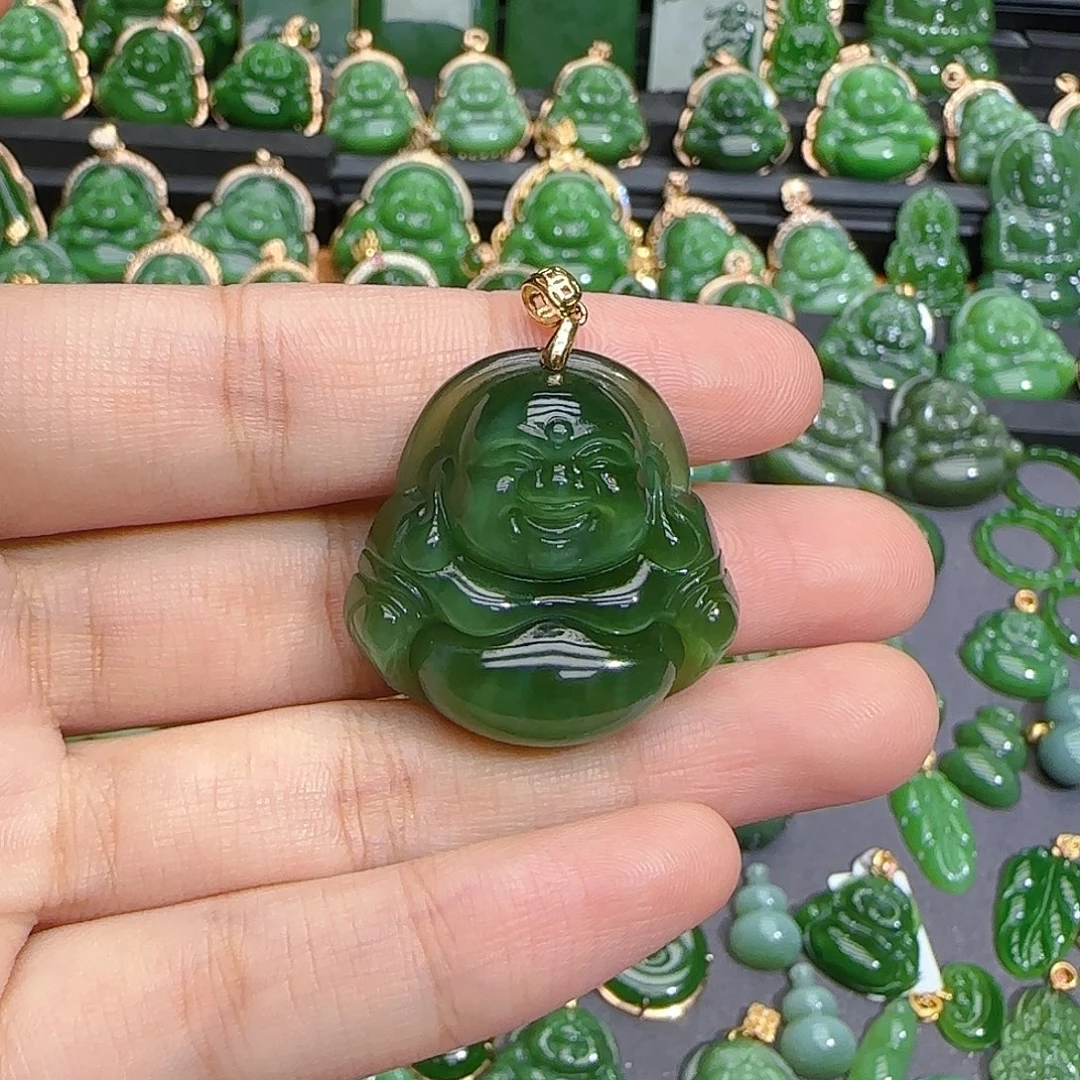 和田玉（碧玉）18K金镶嵌颈饰