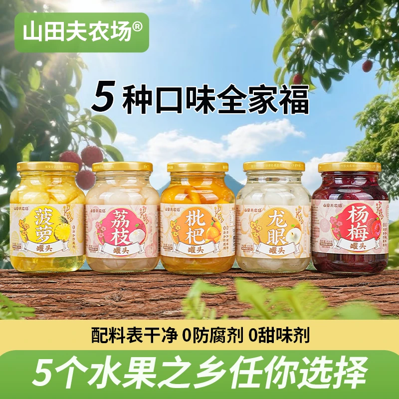 【4罐组合装】应季水果罐头整箱418g*4罐枇杷荔枝杨梅龙眼桂圆菠萝