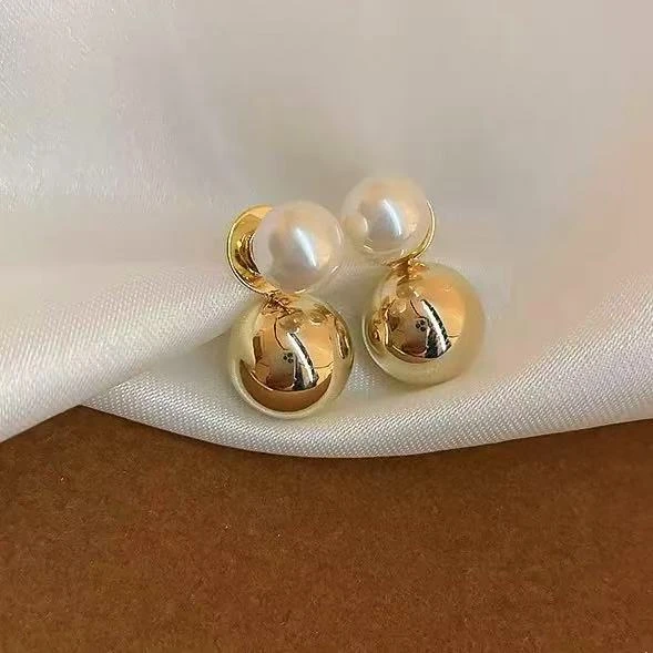 铜合金铜耳饰 简约铜合金树脂女士耳饰5862耳钉百搭气质小众轻奢