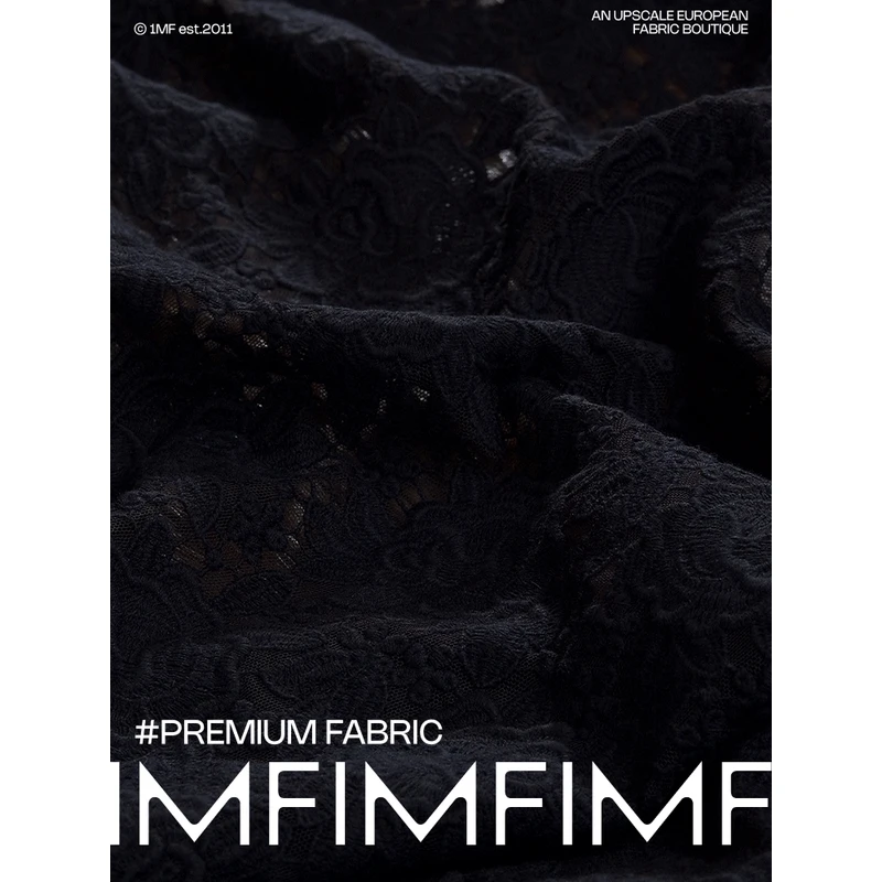 D.GA70%CO 30%PA水溶刺绣蕾丝黑色网纱底面料 宽130CM 意大利直邮