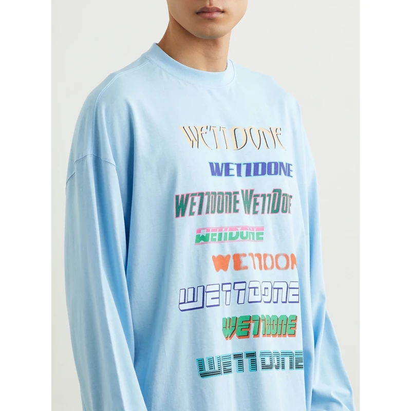 WE11DONE男女同款宽松印花棉质长袖T恤