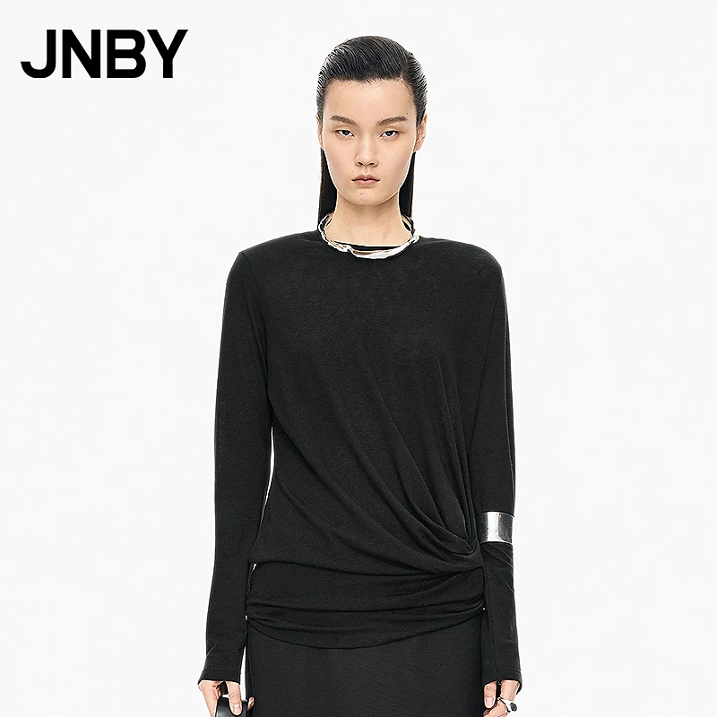 【商场同款】JNBY/江南布衣25冬新品T恤宽松圆领长袖5P0115170