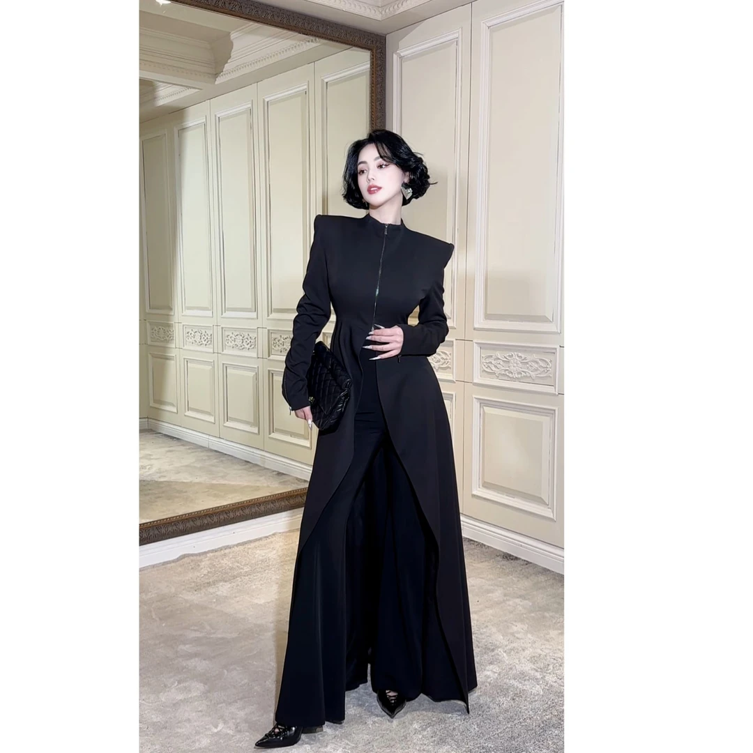 LYXJ【凯特秀场】高腰外套2025春夏新款高腰显瘦大伞摆风衣外套