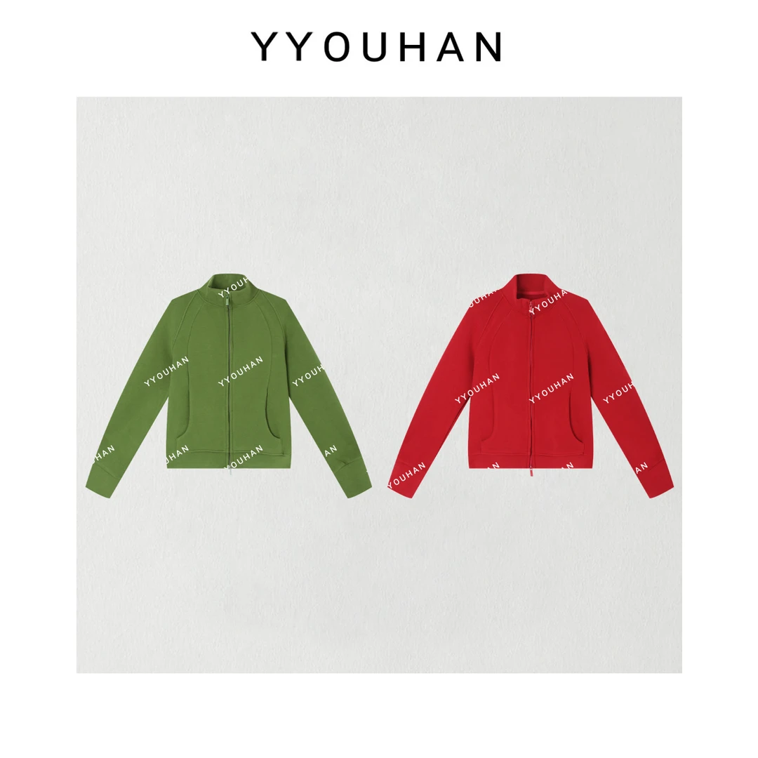 月月 2025秋冬新款极简风双拉链立体剪裁修身打底卫衣 2511C7952