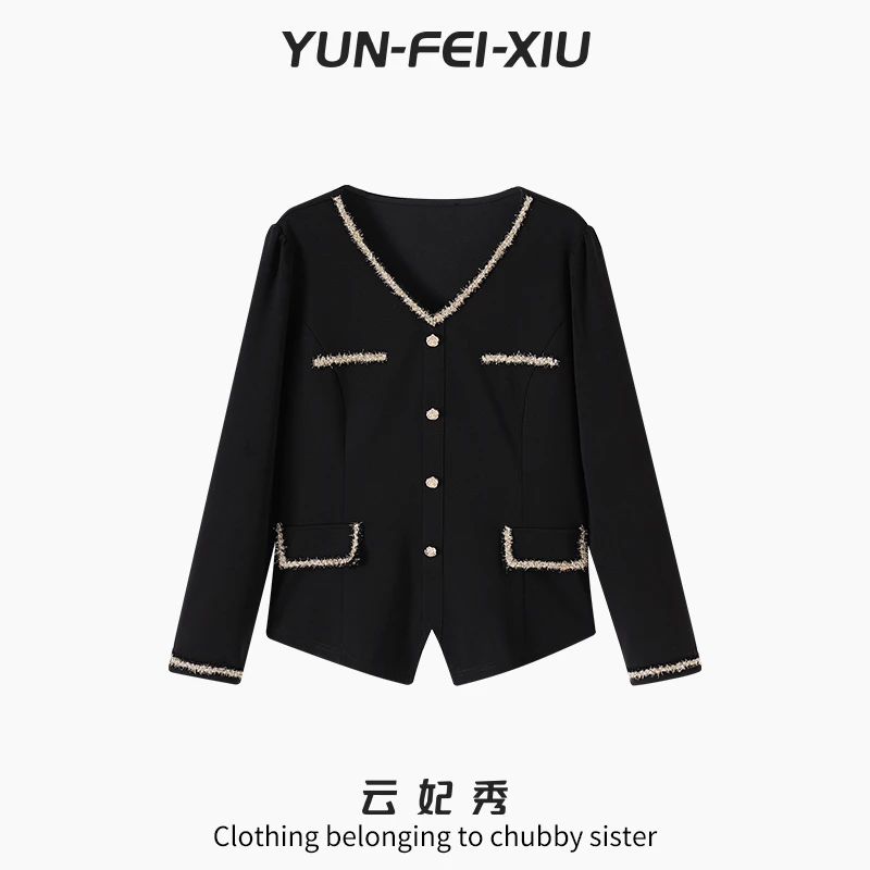 云妃秀大码女装衬衫V领流苏装饰时尚休闲宽松显瘦胖妹妹秋季8999