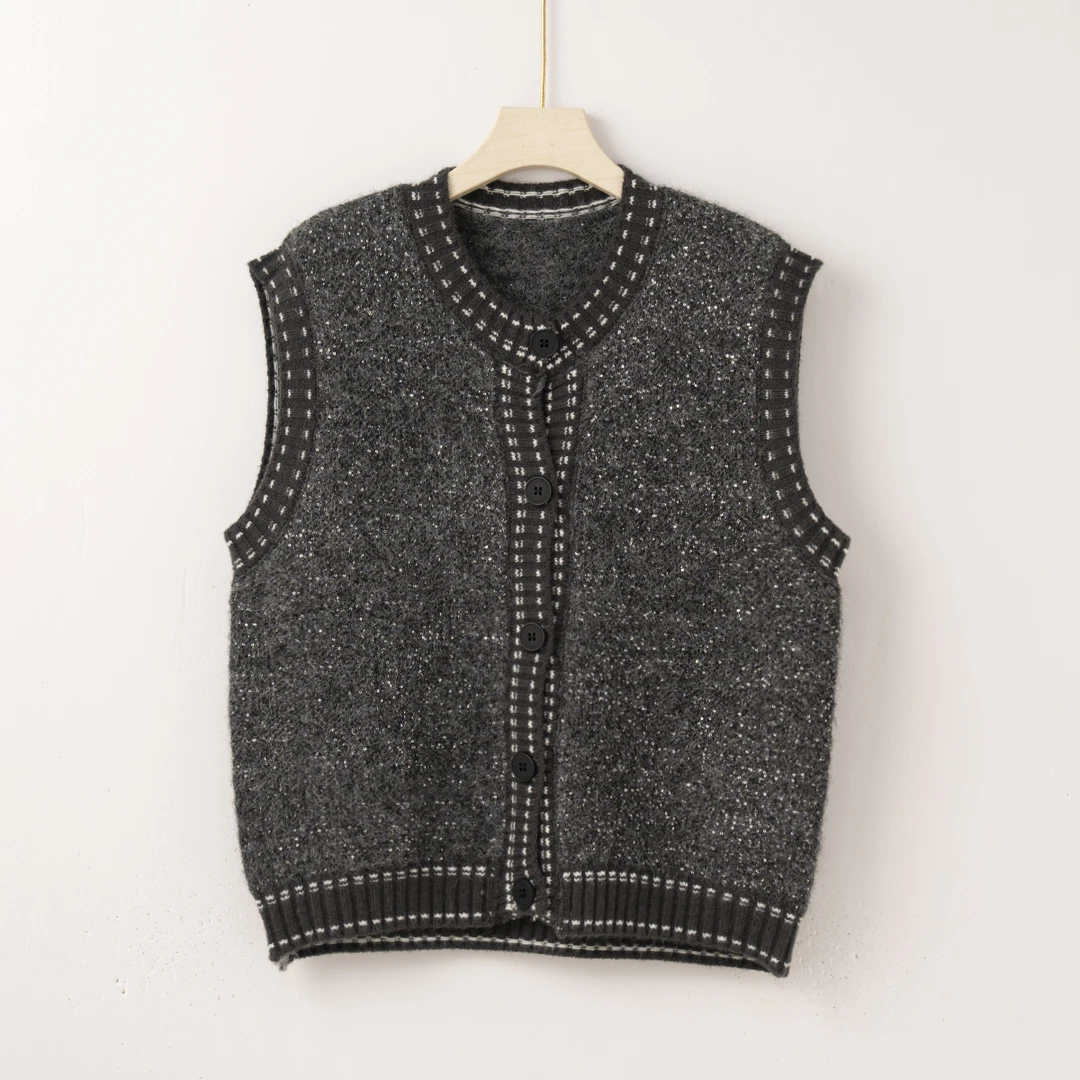 【夜闪星河】H2643 绚丽羊驼.长毛慵懒风亮闪设计马甲