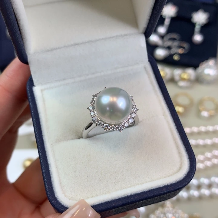 海水珍珠戒指18K金镶嵌卓*康11-12mm