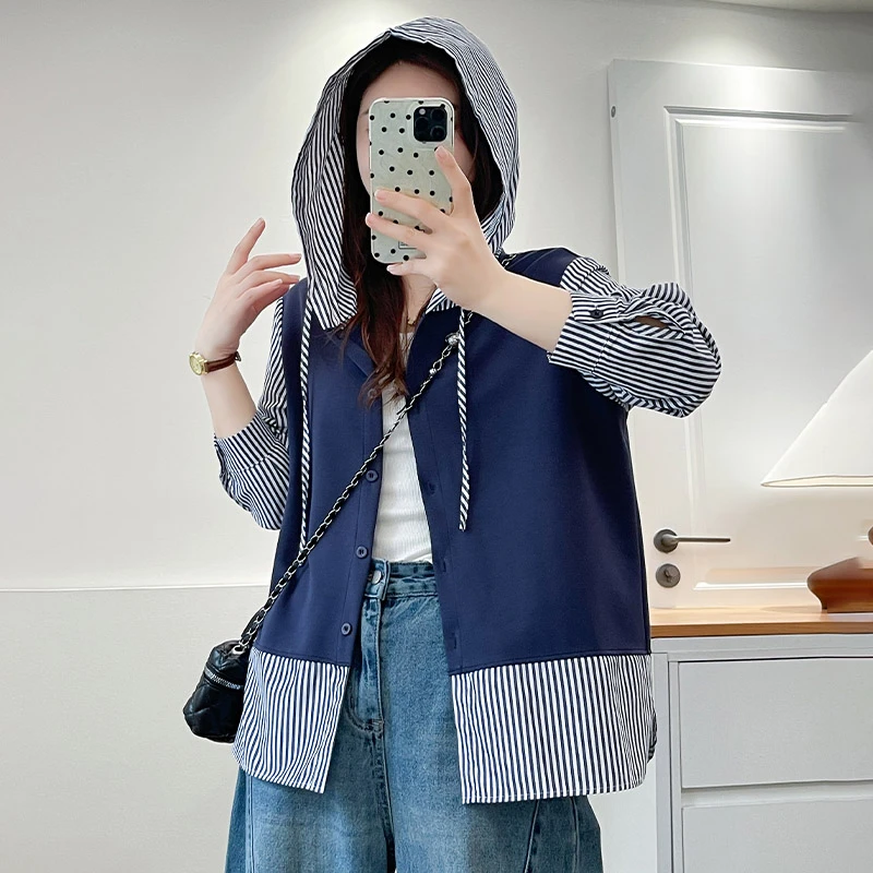 大码女装秋季新款时尚连帽开衫卫衣宽松显瘦百搭胖mm洋气上衣外套