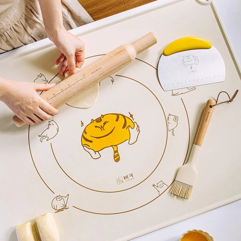 树可橘猫硅胶揉面垫加厚烘焙面板擀面食品级垫子和面粉垫胶垫案板