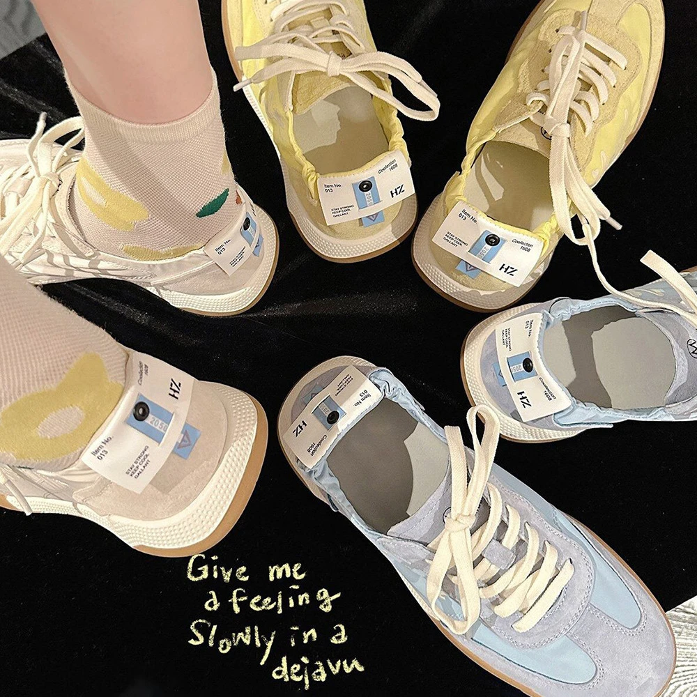 芭蕾舞休闲女鞋百搭厚底运动休闲阿甘德训鞋子女2025新款小白鞋女