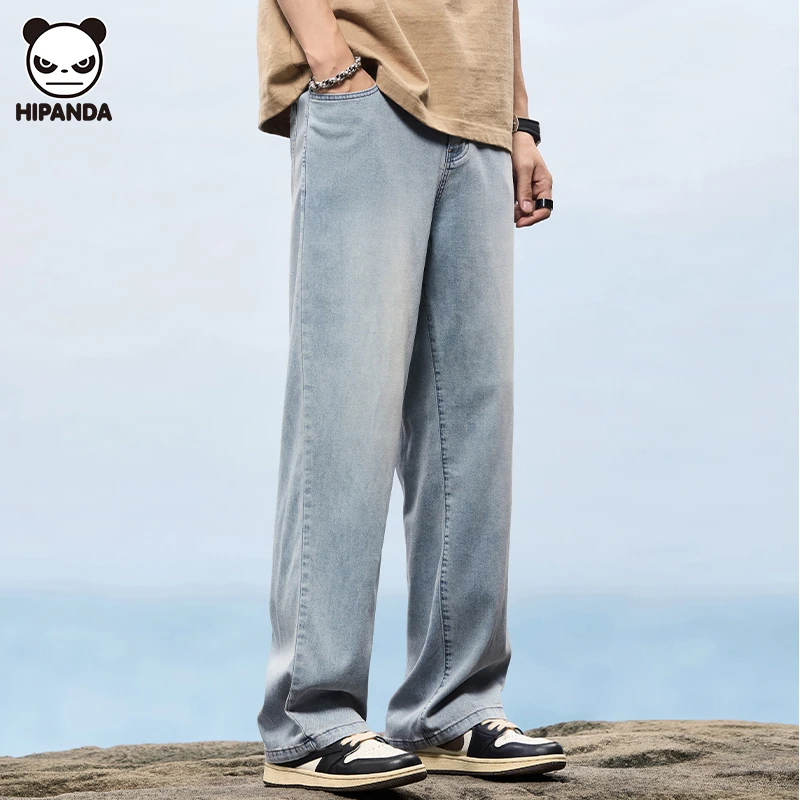 HiPanda牛仔裤夏季薄款宽松直筒裤凉感休闲百搭舒适长裤男
