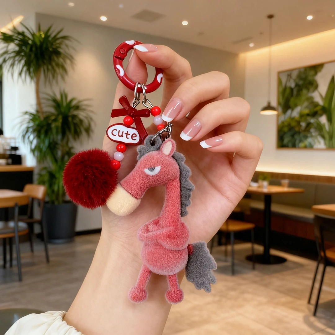 小红书同款2026马年吉祥物天选高冷黑马手机挂饰挂件送礼植绒FFF