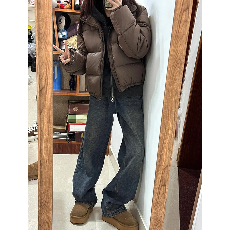 默认瑕疵休闲牛仔裤女宽松秋冬美式显瘦复古百搭时尚潮流韩版