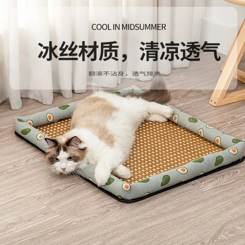 夏季狗窝凉席窝中小型犬猫通用睡窝猫窝藤席窝降温狗狗凉席垫防暑