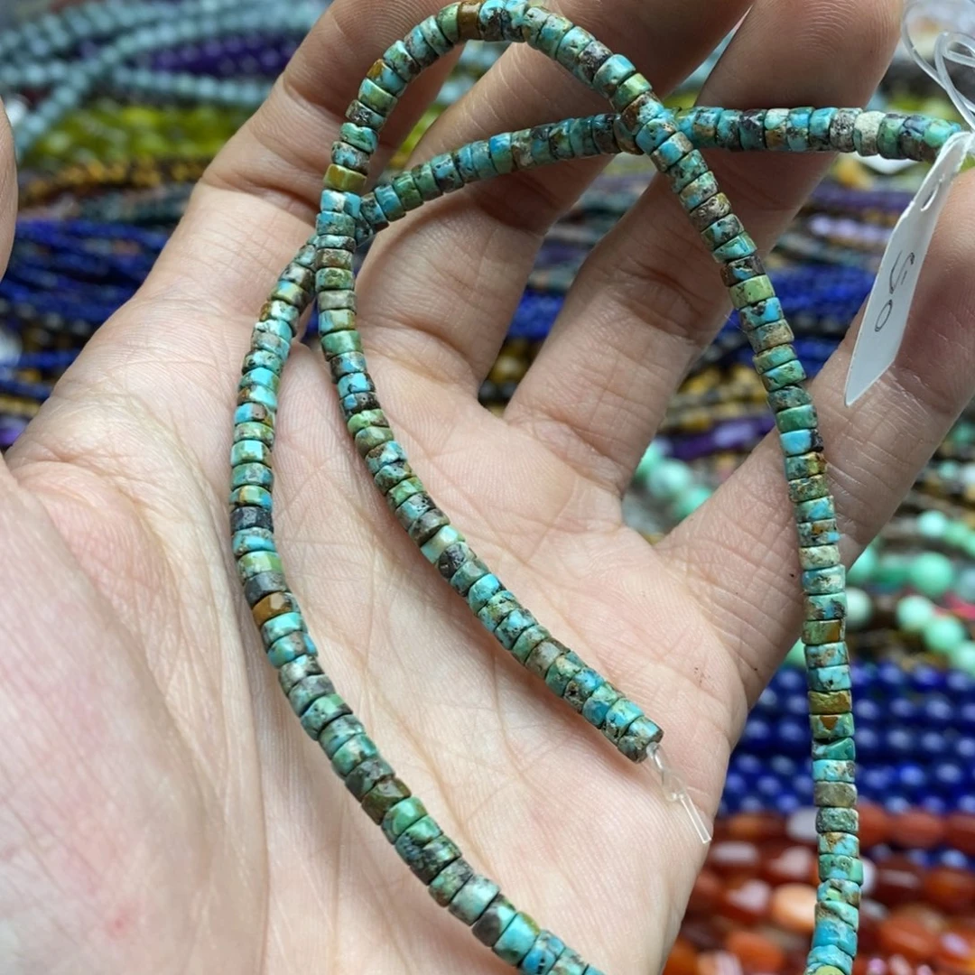 玛瑙/玉髓合金珠宝半成品一条天然2×4湖北松石直切