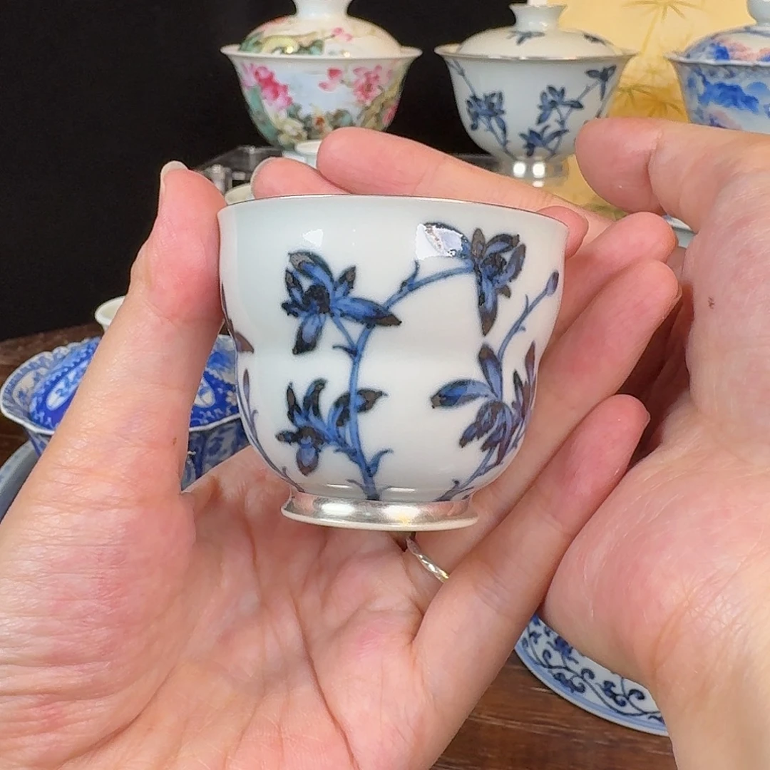 元煦窑青花兰花杯