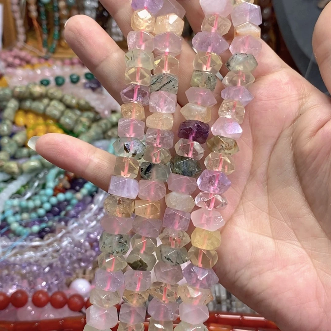 未镶嵌玛瑙/玉髓珠宝半成品多宝水晶冲角一条卡10mm