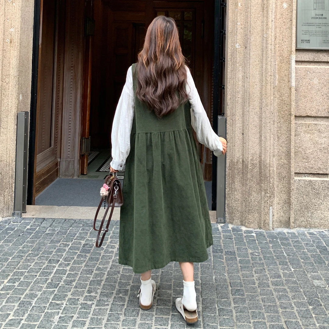 减龄长裙宽松学生套装秋冬静奢风耐磨纯色气质韩版大码裙子女