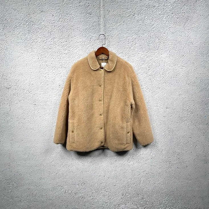 未使用 BURBERRY/博柏利 卡其色摇粒绒抓绒羊羔绒翻领外套