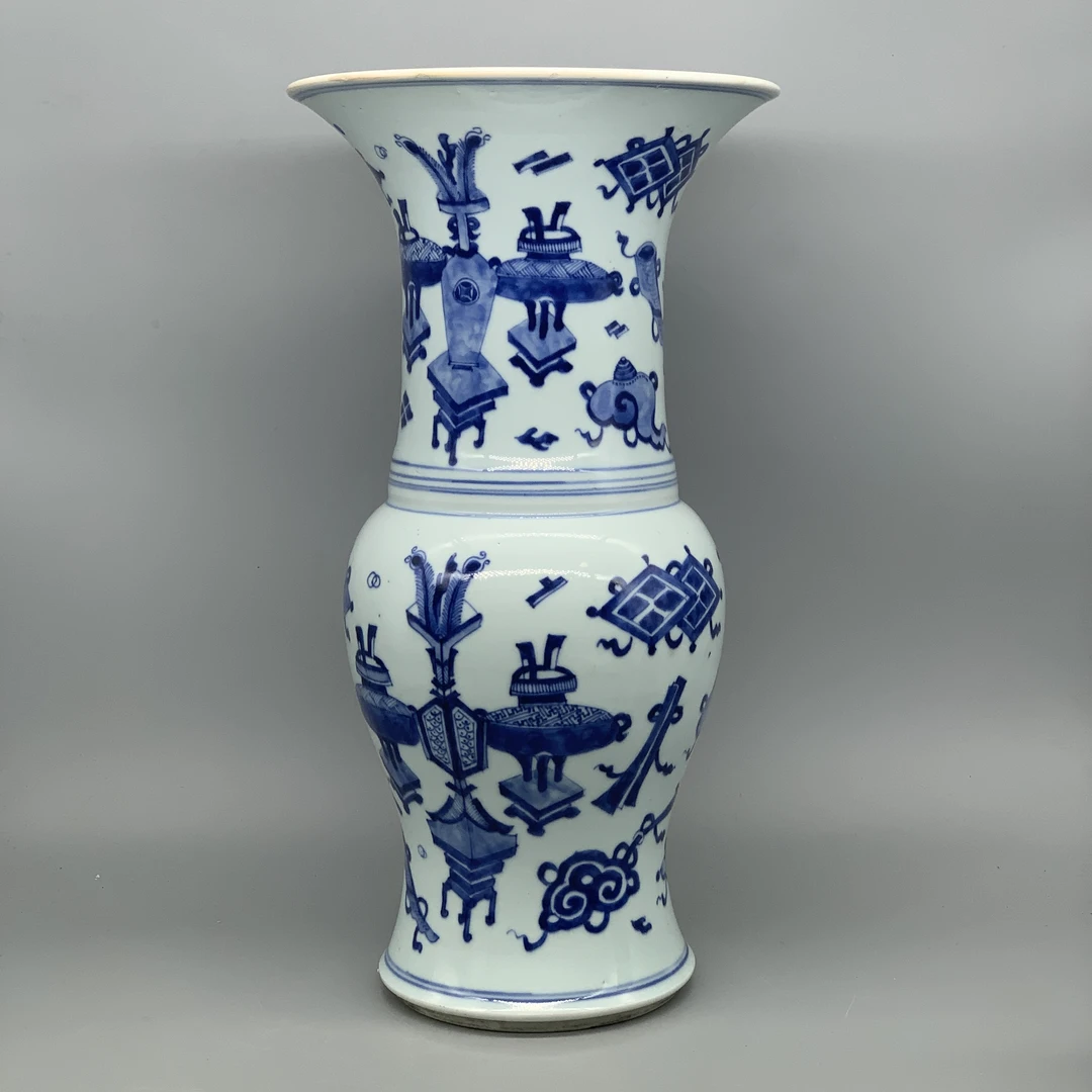 52512006*清康熙青花博古花卉纹凤尾尊/瓷器五/江苏省文物总店/Y